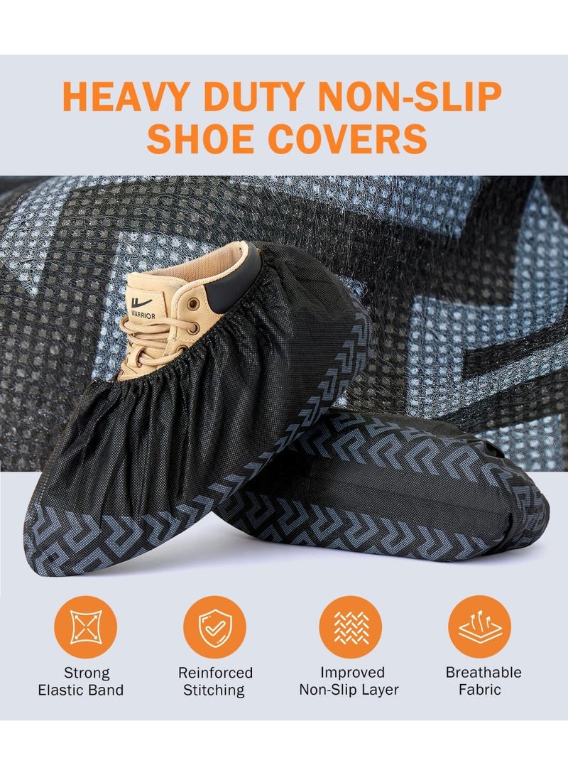 100 Pcs Shoe Covers Disposable Non-Slip,Shoe Covers for Indoors Reusable,Slip-resistant, Durable, Breathable, Non-Woven Booties for Shoes Covers, Black - Image 2